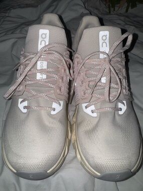 On Running Women's Athletic Sneakers in Light Pink and Cream